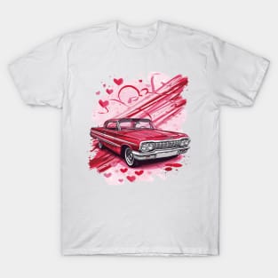 Valentine's Day Red Chevy Impala Art desigm T-Shirt